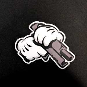 Cartoon hands with gun